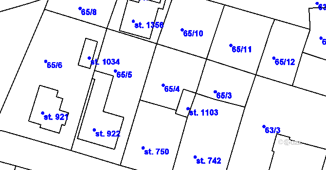 Parcela st. 65/4 v KÚ Nová Bystřice, Katastrální mapa
