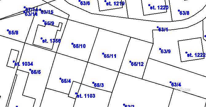 Parcela st. 65/11 v KÚ Nová Bystřice, Katastrální mapa