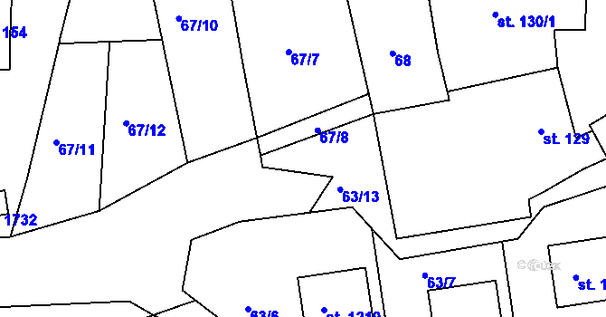 Parcela st. 67/9 v KÚ Nová Bystřice, Katastrální mapa