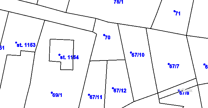 Parcela st. 67/13 v KÚ Nová Bystřice, Katastrální mapa
