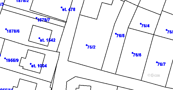 Parcela st. 75/2 v KÚ Nová Bystřice, Katastrální mapa