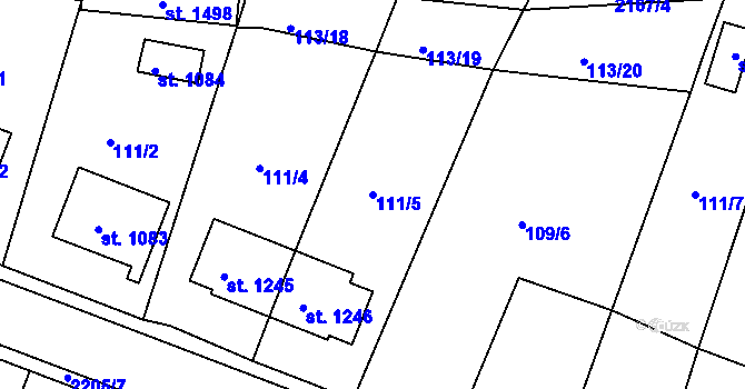 Parcela st. 111/5 v KÚ Nová Bystřice, Katastrální mapa