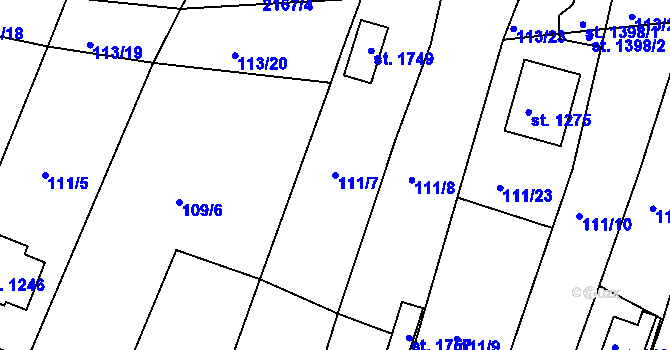 Parcela st. 111/7 v KÚ Nová Bystřice, Katastrální mapa