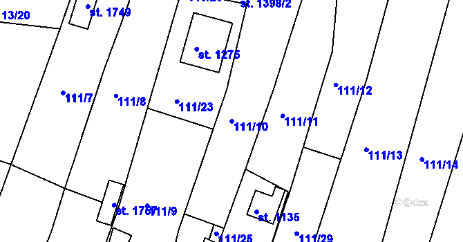 Parcela st. 111/10 v KÚ Nová Bystřice, Katastrální mapa