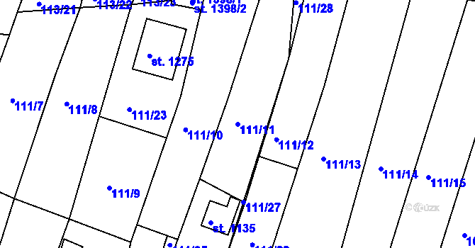 Parcela st. 111/11 v KÚ Nová Bystřice, Katastrální mapa