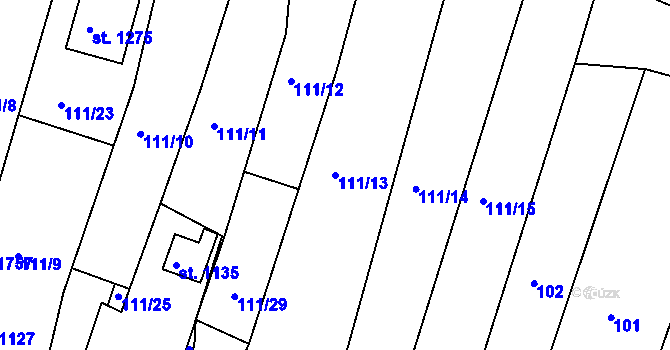 Parcela st. 111/13 v KÚ Nová Bystřice, Katastrální mapa