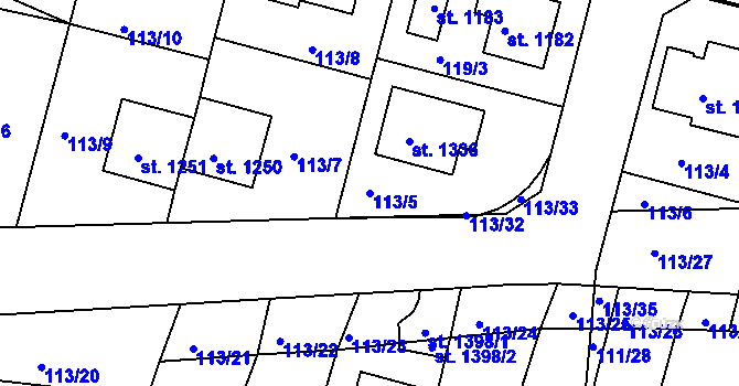 Parcela st. 113/5 v KÚ Nová Bystřice, Katastrální mapa