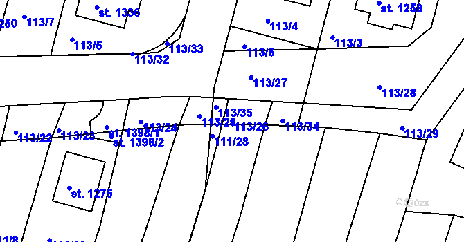 Parcela st. 113/26 v KÚ Nová Bystřice, Katastrální mapa