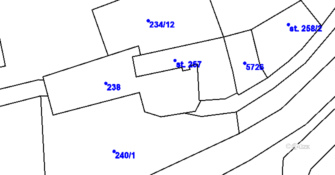 Parcela st. 239/2 v KÚ Nová Bystřice, Katastrální mapa