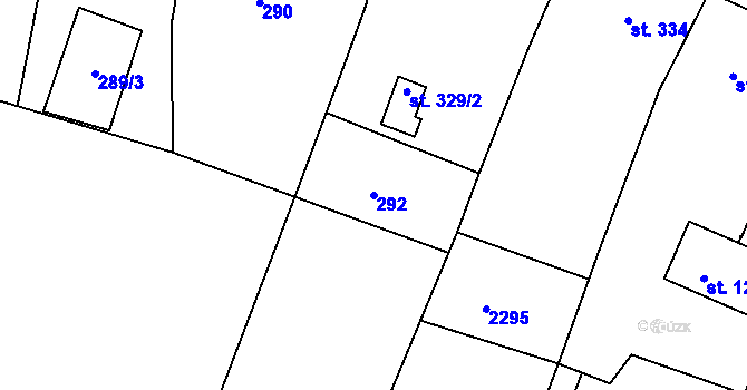 Parcela st. 292 v KÚ Nová Bystřice, Katastrální mapa