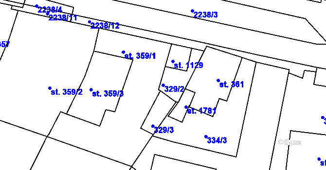 Parcela st. 329/2 v KÚ Nová Bystřice, Katastrální mapa