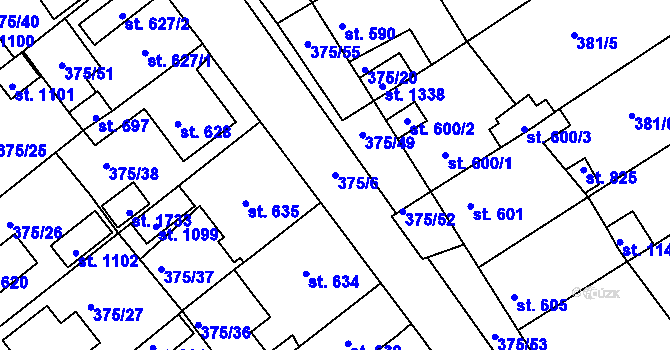 Parcela st. 375/6 v KÚ Nová Bystřice, Katastrální mapa