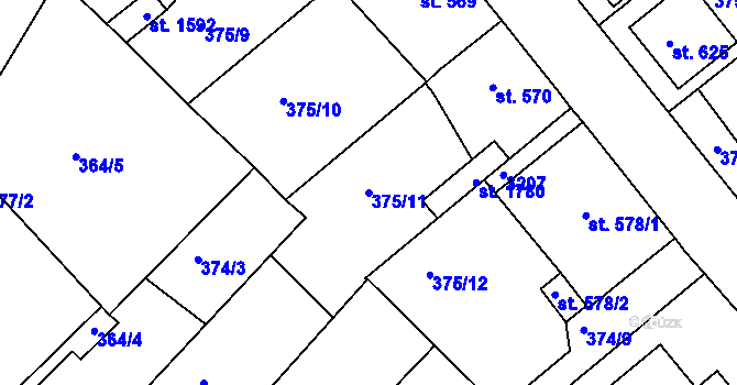 Parcela st. 375/11 v KÚ Nová Bystřice, Katastrální mapa