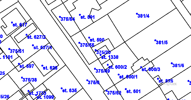 Parcela st. 375/20 v KÚ Nová Bystřice, Katastrální mapa