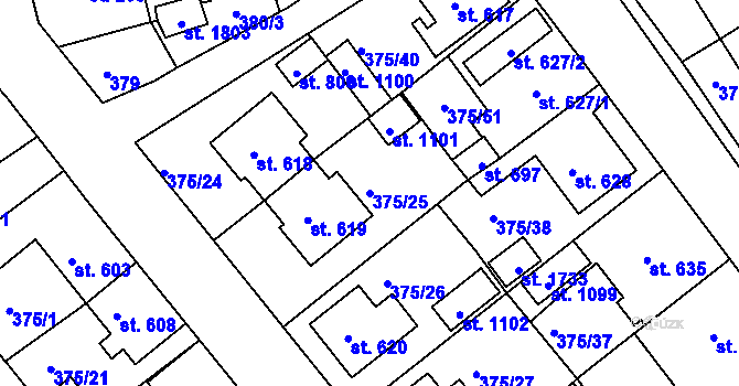 Parcela st. 375/25 v KÚ Nová Bystřice, Katastrální mapa