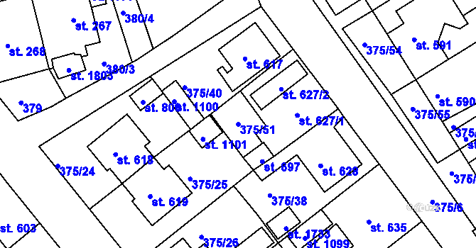 Parcela st. 375/51 v KÚ Nová Bystřice, Katastrální mapa
