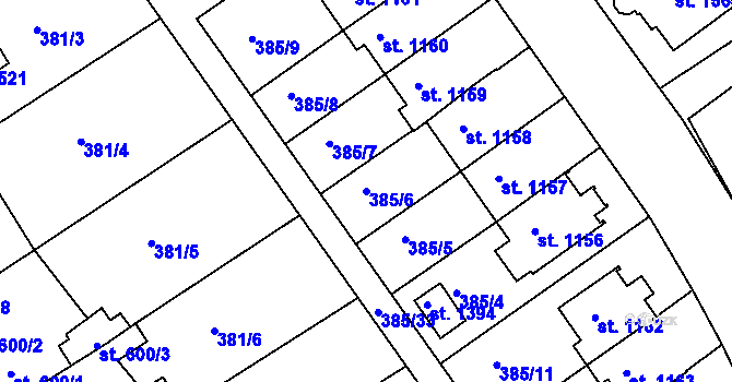 Parcela st. 385/6 v KÚ Nová Bystřice, Katastrální mapa