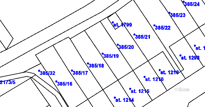 Parcela st. 385/19 v KÚ Nová Bystřice, Katastrální mapa