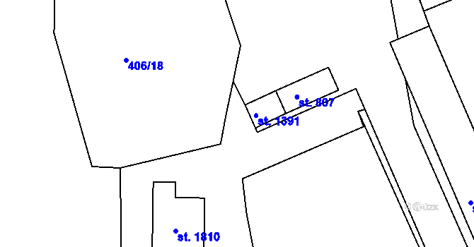 Parcela st. 406/25 v KÚ Nová Bystřice, Katastrální mapa