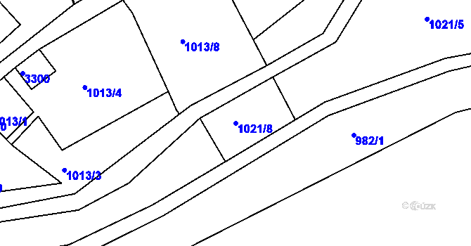 Parcela st. 1021/8 v KÚ Nová Bystřice, Katastrální mapa