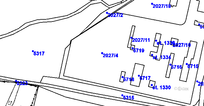 Parcela st. 2027/4 v KÚ Nová Bystřice, Katastrální mapa