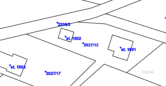 Parcela st. 2027/12 v KÚ Nová Bystřice, Katastrální mapa