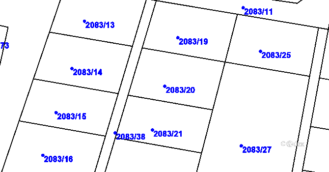 Parcela st. 2083/20 v KÚ Nová Bystřice, Katastrální mapa