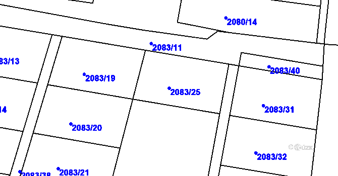 Parcela st. 2083/25 v KÚ Nová Bystřice, Katastrální mapa