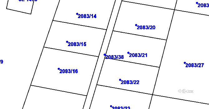 Parcela st. 2083/38 v KÚ Nová Bystřice, Katastrální mapa