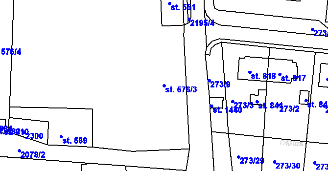 Parcela st. 576/3 v KÚ Nová Bystřice, Katastrální mapa