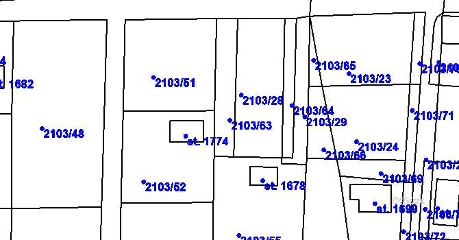 Parcela st. 2103/63 v KÚ Nová Bystřice, Katastrální mapa