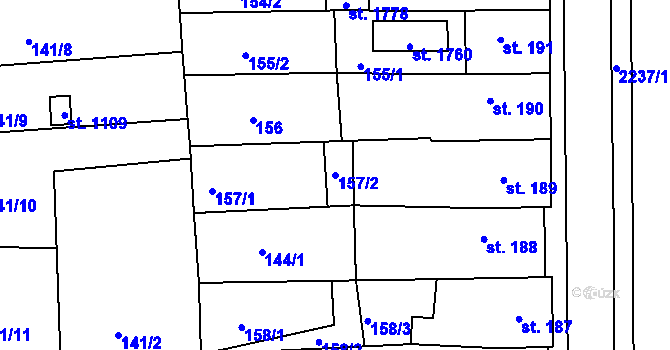 Parcela st. 157/2 v KÚ Nová Bystřice, Katastrální mapa