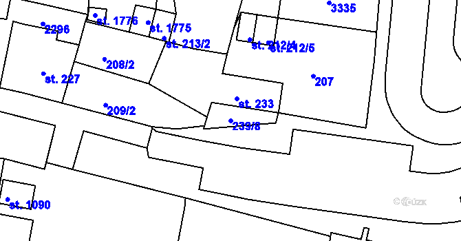 Parcela st. 239/8 v KÚ Nová Bystřice, Katastrální mapa
