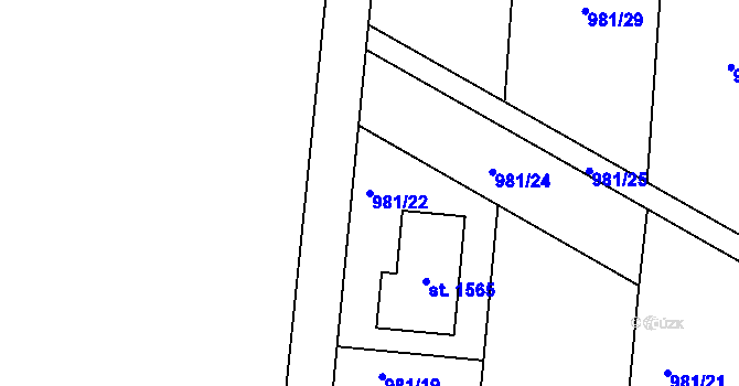 Parcela st. 981/22 v KÚ Nová Bystřice, Katastrální mapa