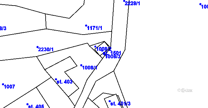 Parcela st. 1008/3 v KÚ Nová Bystřice, Katastrální mapa