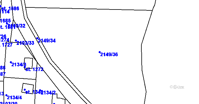 Parcela st. 2149/36 v KÚ Nová Bystřice, Katastrální mapa