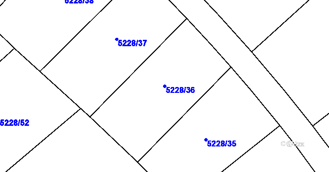 Parcela st. 5228/36 v KÚ Nová Bystřice, Katastrální mapa