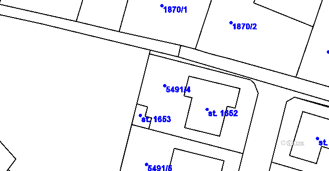 Parcela st. 5491/4 v KÚ Nová Bystřice, Katastrální mapa