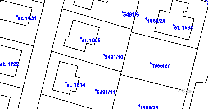 Parcela st. 5491/10 v KÚ Nová Bystřice, Katastrální mapa