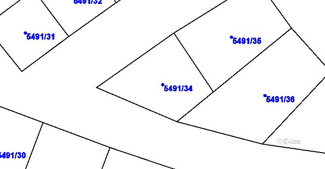Parcela st. 5491/34 v KÚ Nová Bystřice, Katastrální mapa