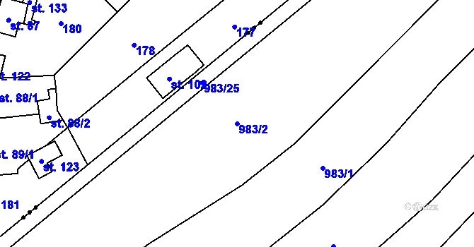 Parcela st. 983/2 v KÚ Nová Cerekev, Katastrální mapa