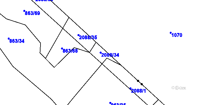 Parcela st. 2088/34 v KÚ Nová Cerekev, Katastrální mapa
