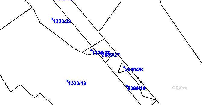 Parcela st. 2089/27 v KÚ Nová Cerekev, Katastrální mapa