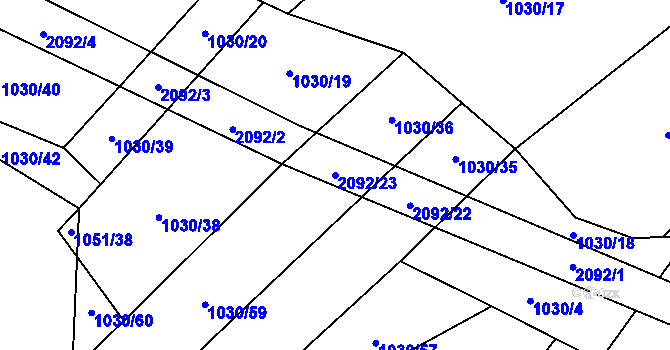 Parcela st. 2092/23 v KÚ Nová Cerekev, Katastrální mapa