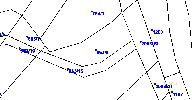 Parcela st. 863/8 v KÚ Nová Cerekev, Katastrální mapa