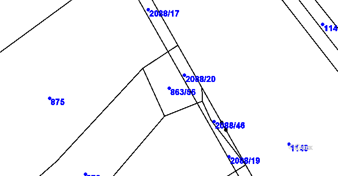 Parcela st. 863/56 v KÚ Nová Cerekev, Katastrální mapa