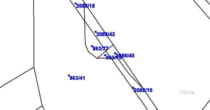 Parcela st. 863/75 v KÚ Nová Cerekev, Katastrální mapa
