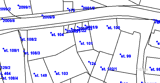 Parcela st. 101 v KÚ Nová Cerekev, Katastrální mapa