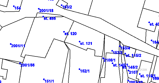 Parcela st. 121 v KÚ Nová Cerekev, Katastrální mapa