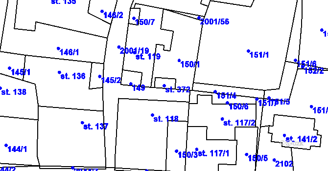 Parcela st. 372 v KÚ Nová Cerekev, Katastrální mapa